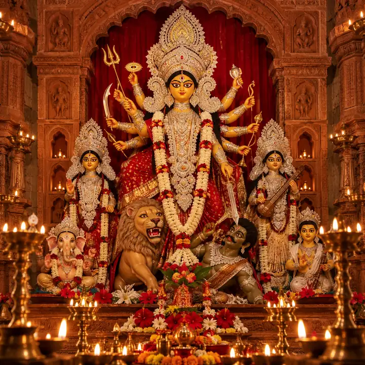 Newly reconstructed Durga temple at Lakshmipur Chowdhury Bari